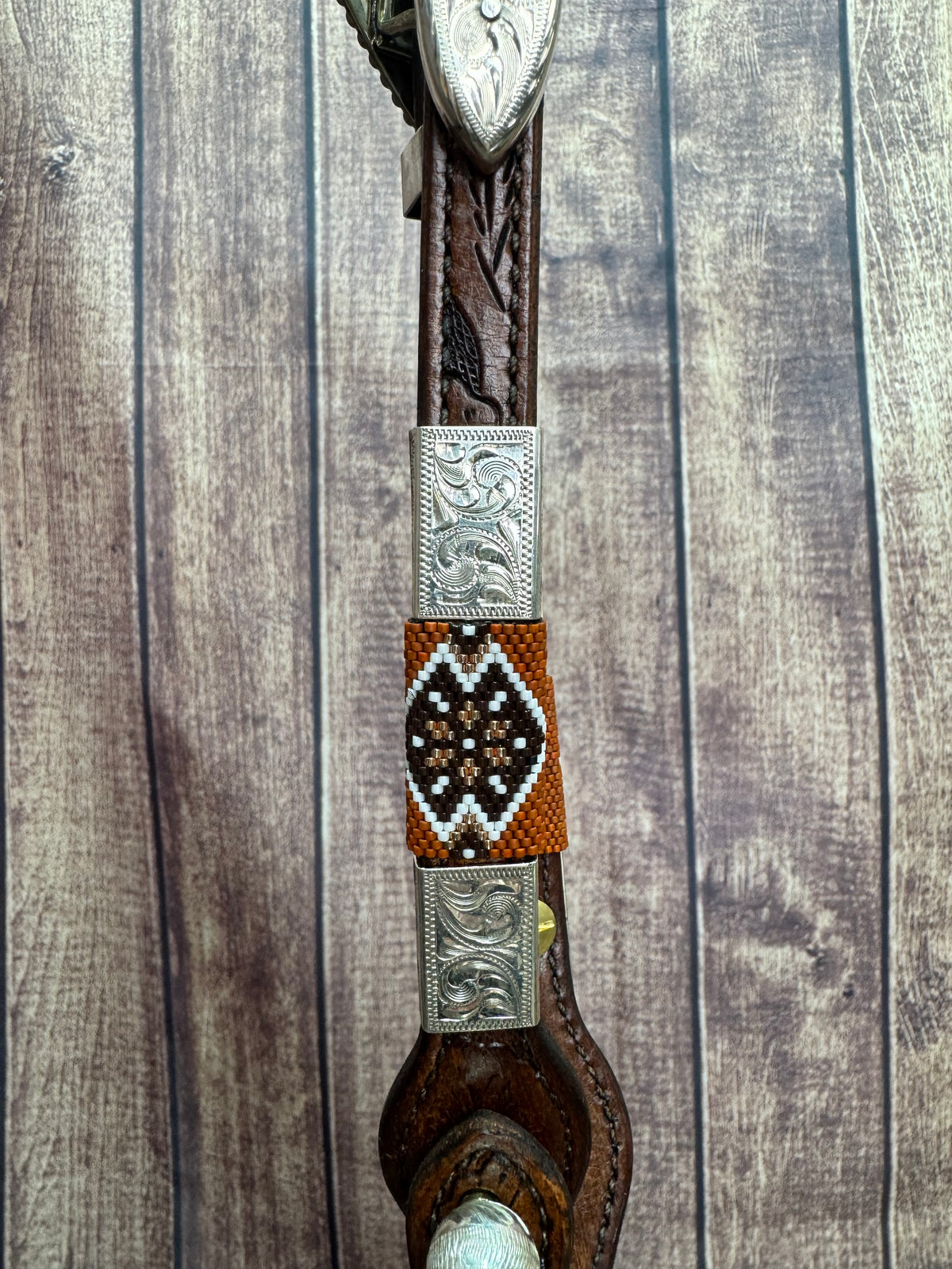 Sterling Overlay Beaded Headstall #80