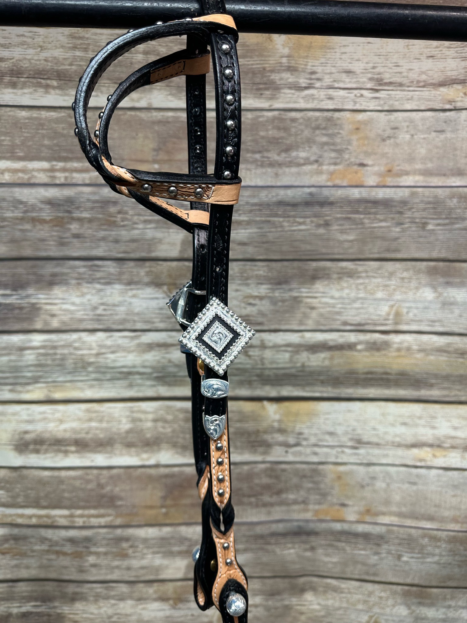 Sterling Overlay Two Tone Twisted Headstall #37