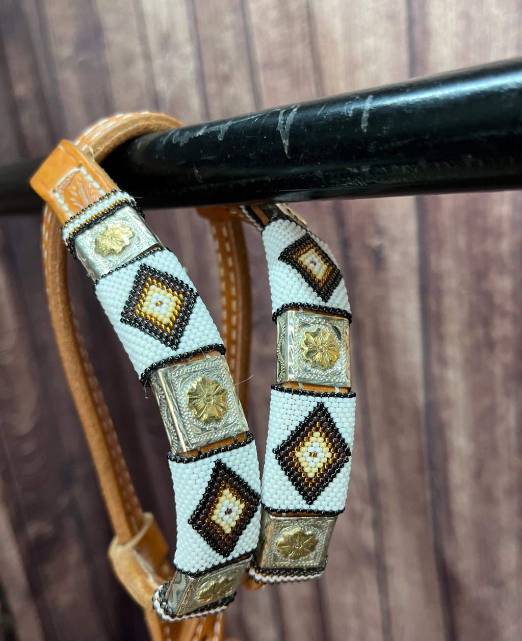 Sterling Overlay Beaded Headstall #79
