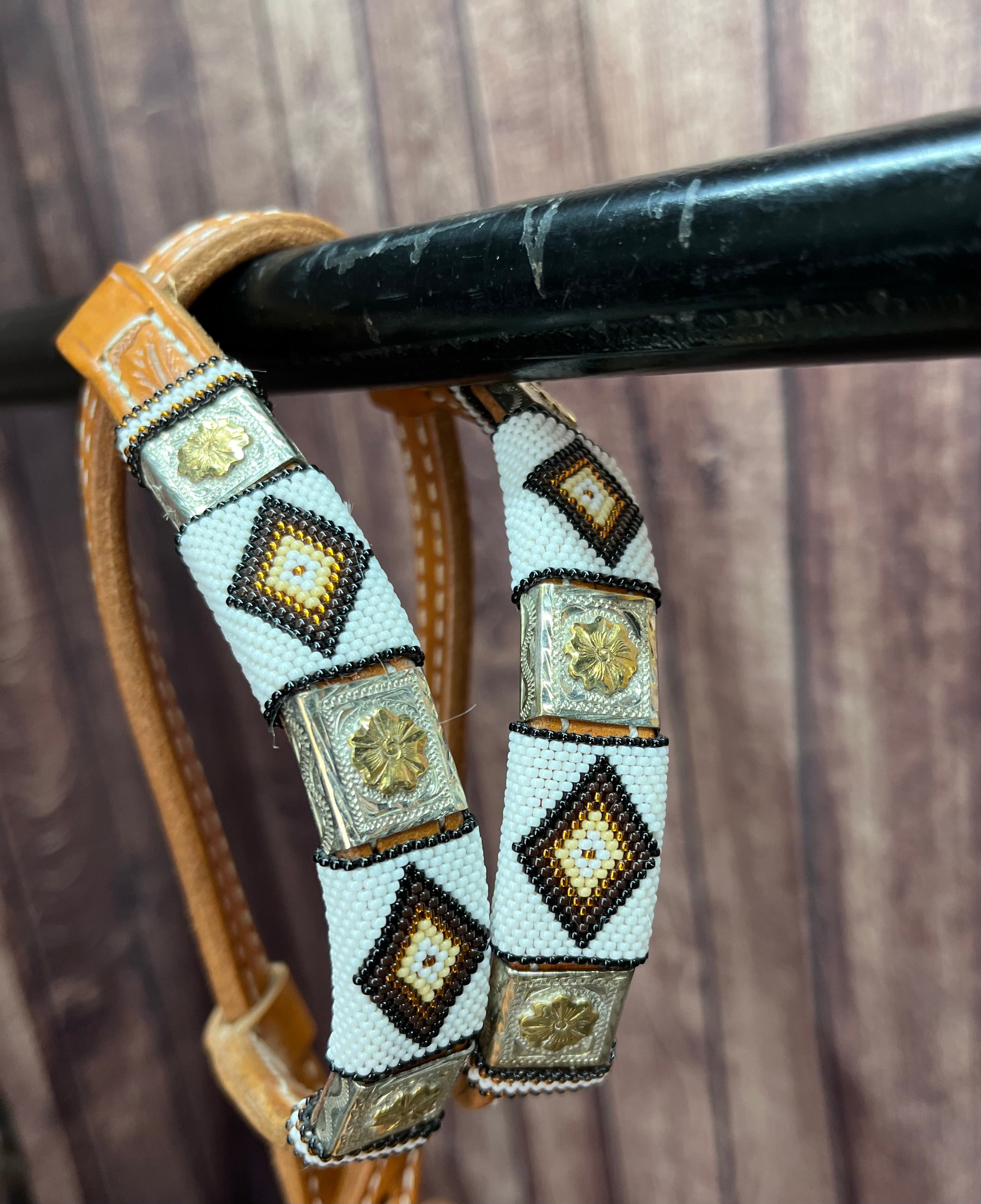 Sterling Overlay Beaded Headstall #79