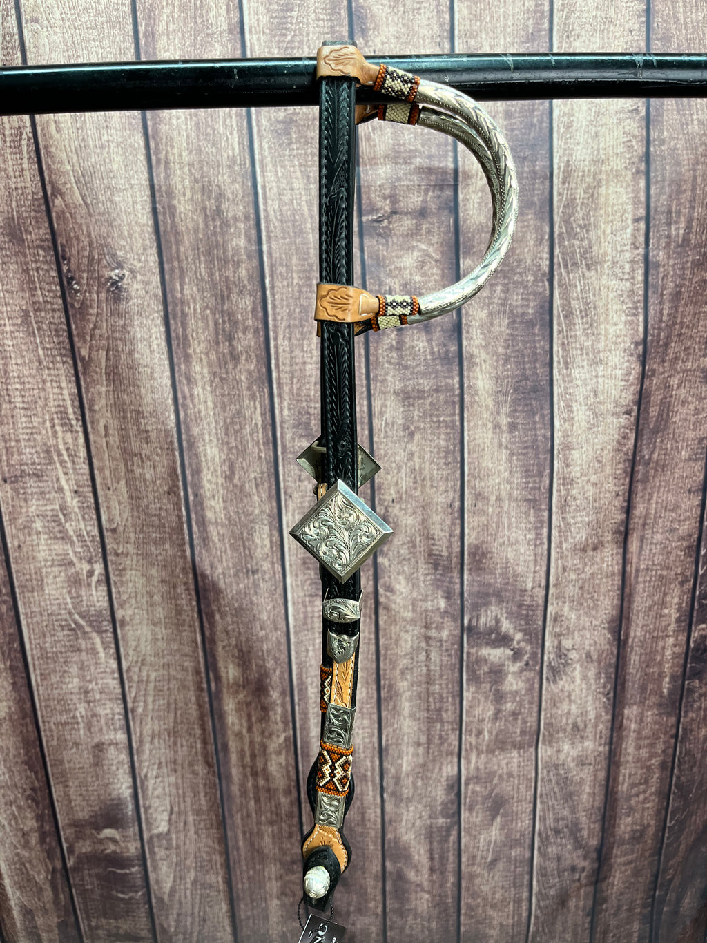 Sterling Overlay Beaded Headstall #78
