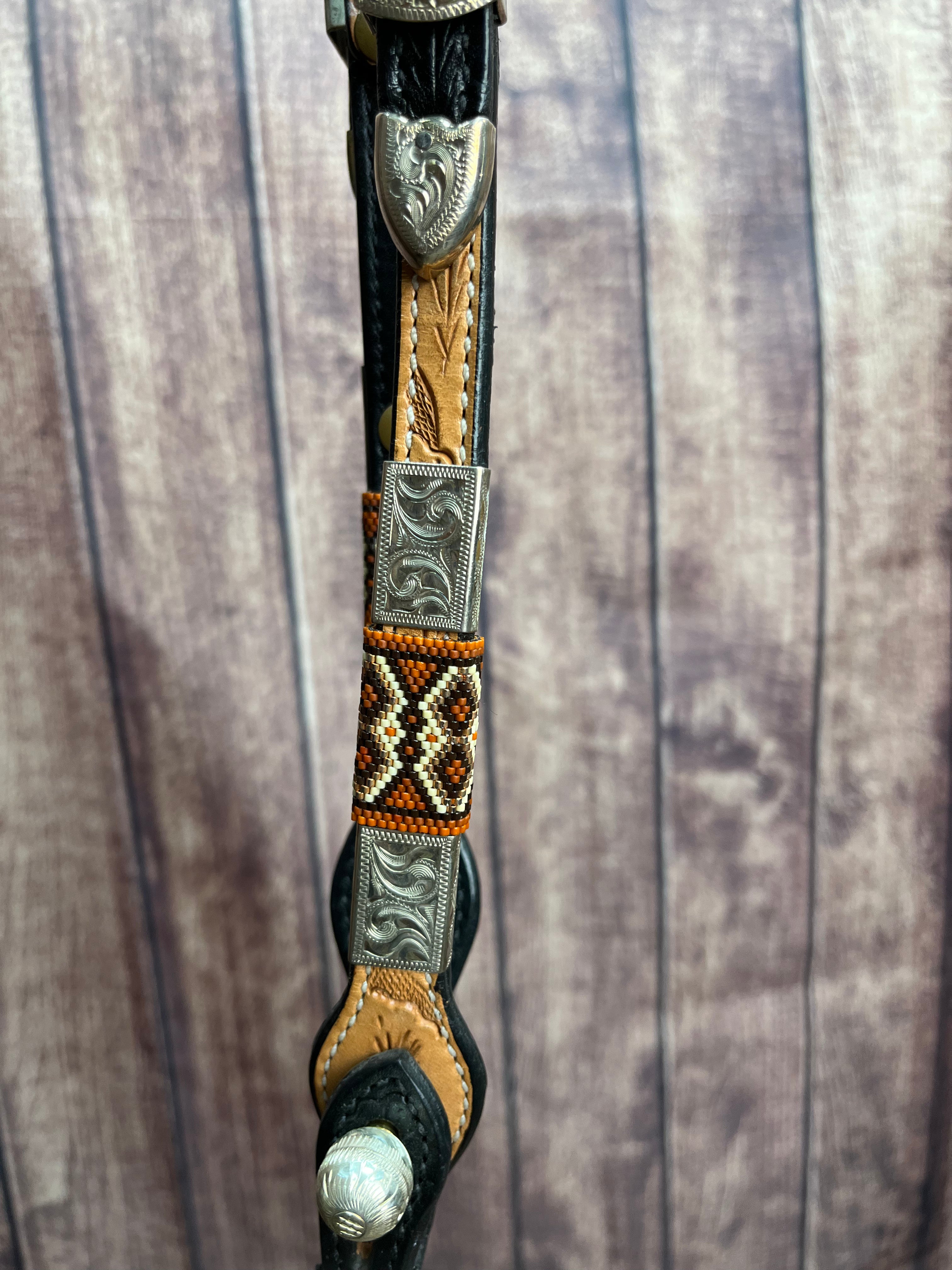 Sterling Overlay Beaded Headstall #78