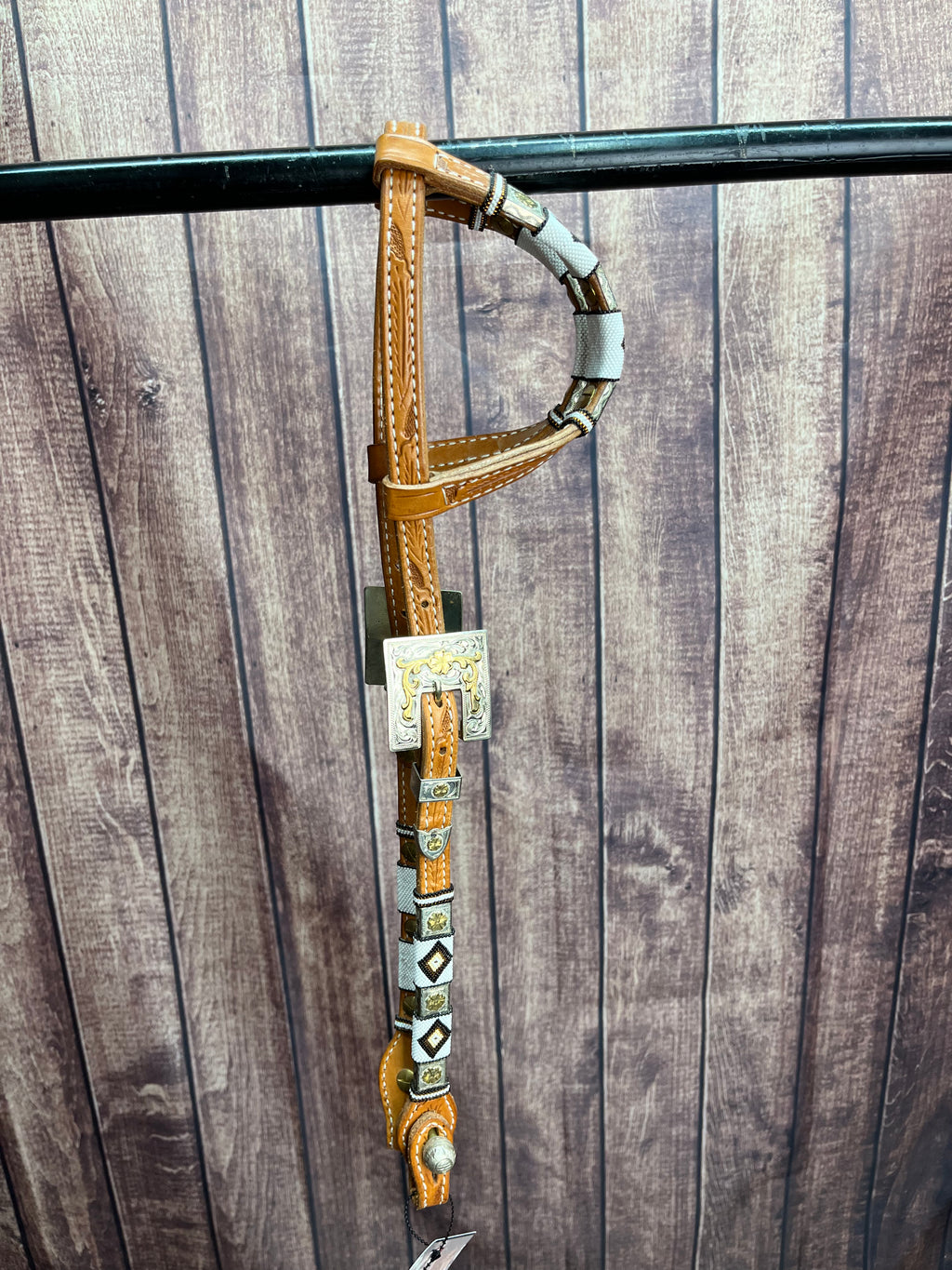 Sterling Overlay Beaded Headstall #79