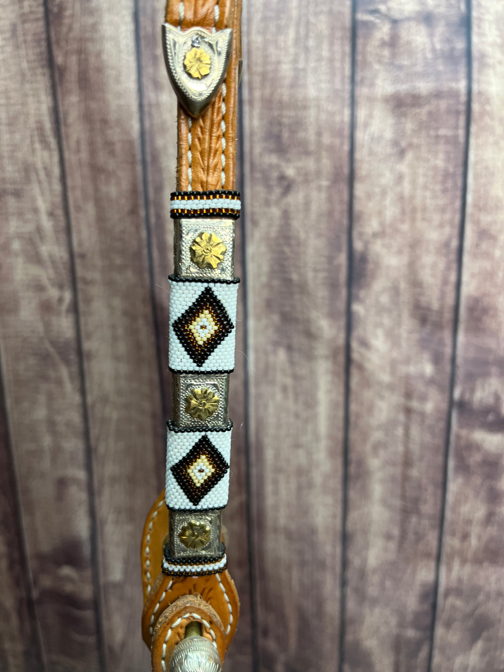 Sterling Overlay Beaded Headstall #79