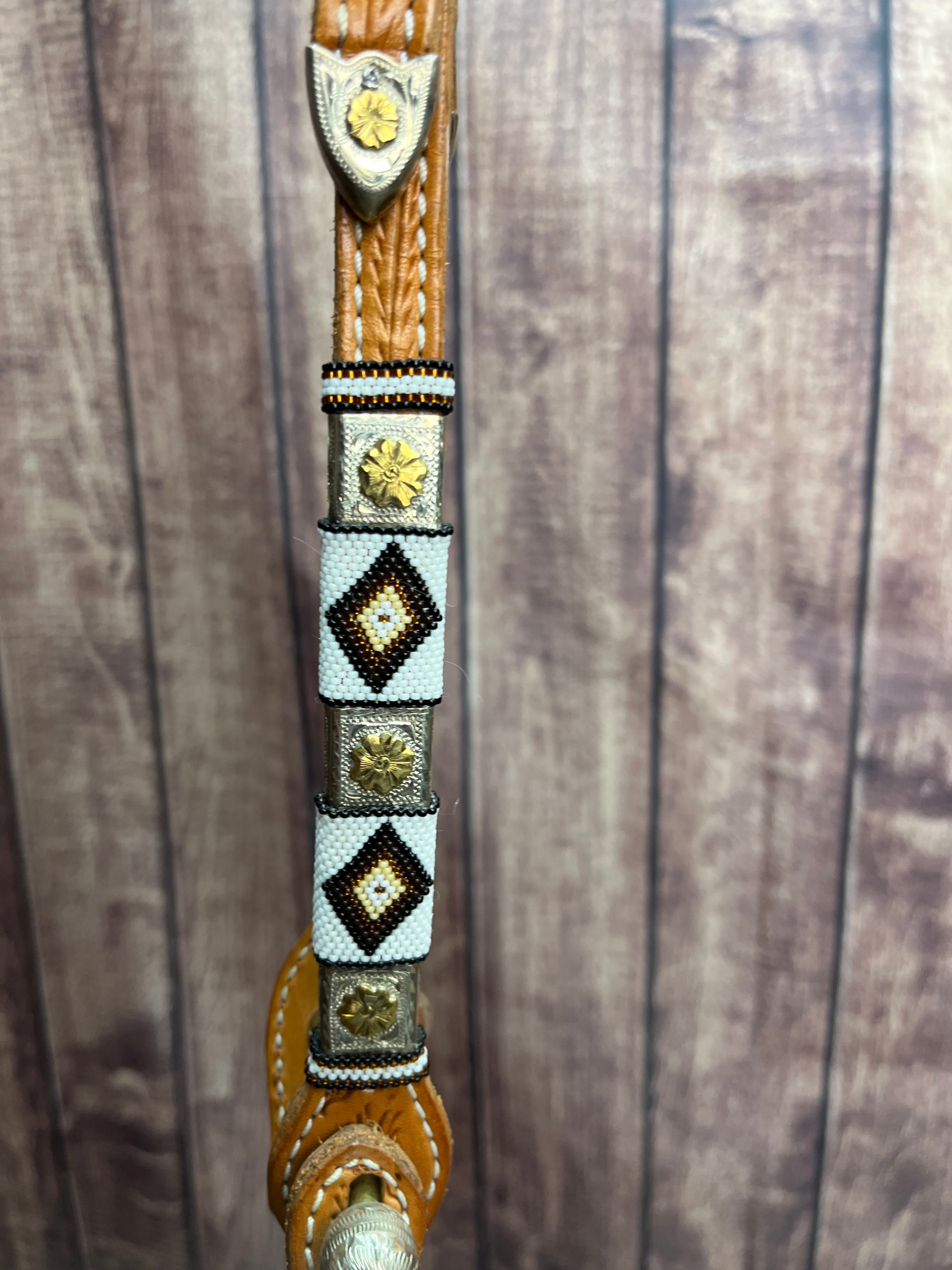 Sterling Overlay Beaded Headstall #79