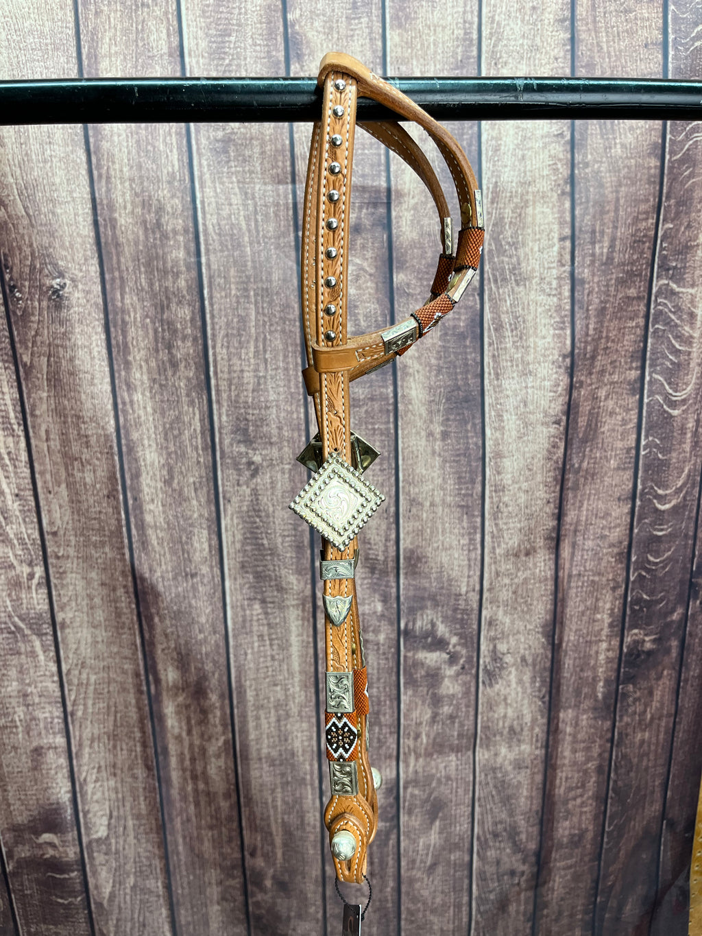 Sterling Overlay Beaded Headstall #80