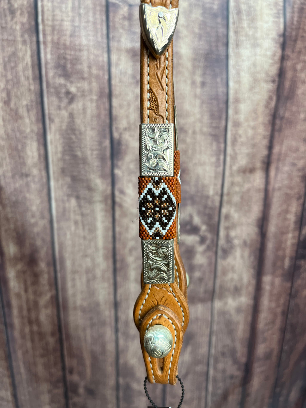 Sterling Overlay Beaded Headstall #80